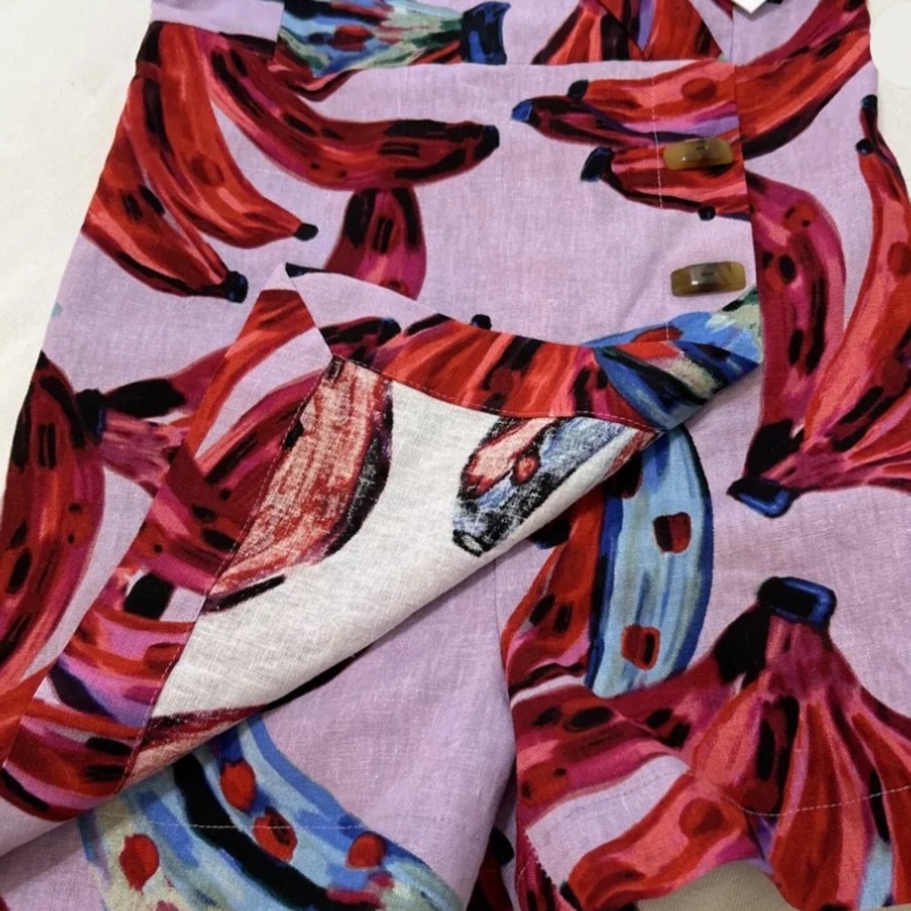 NWT House Of Harlow Banana Print Linen Blend Romper Size XS - Picture 5 of 6